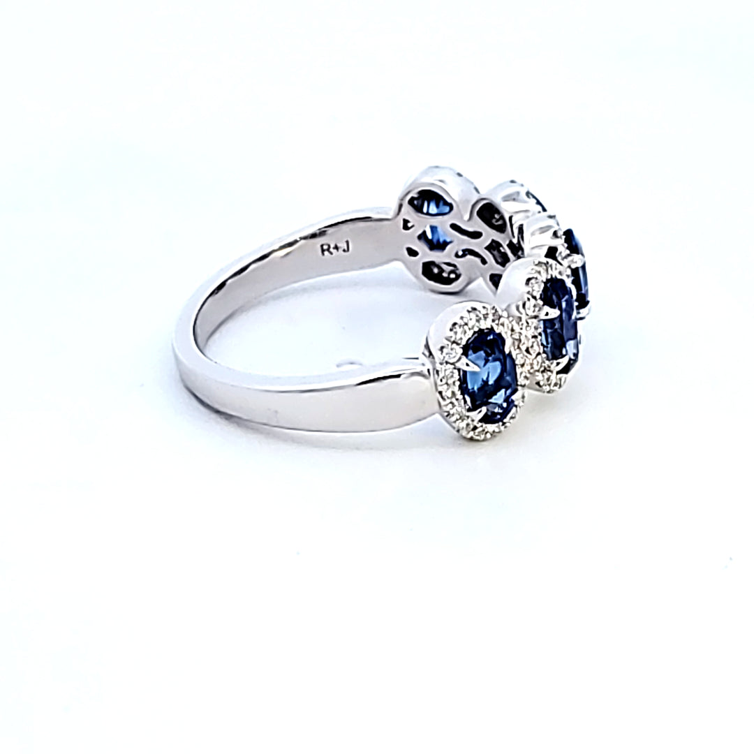 14KW Oval Blue Sapphire Fashion Ring