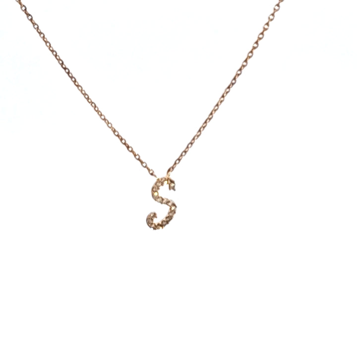 10KY Diamond Initial S Necklace