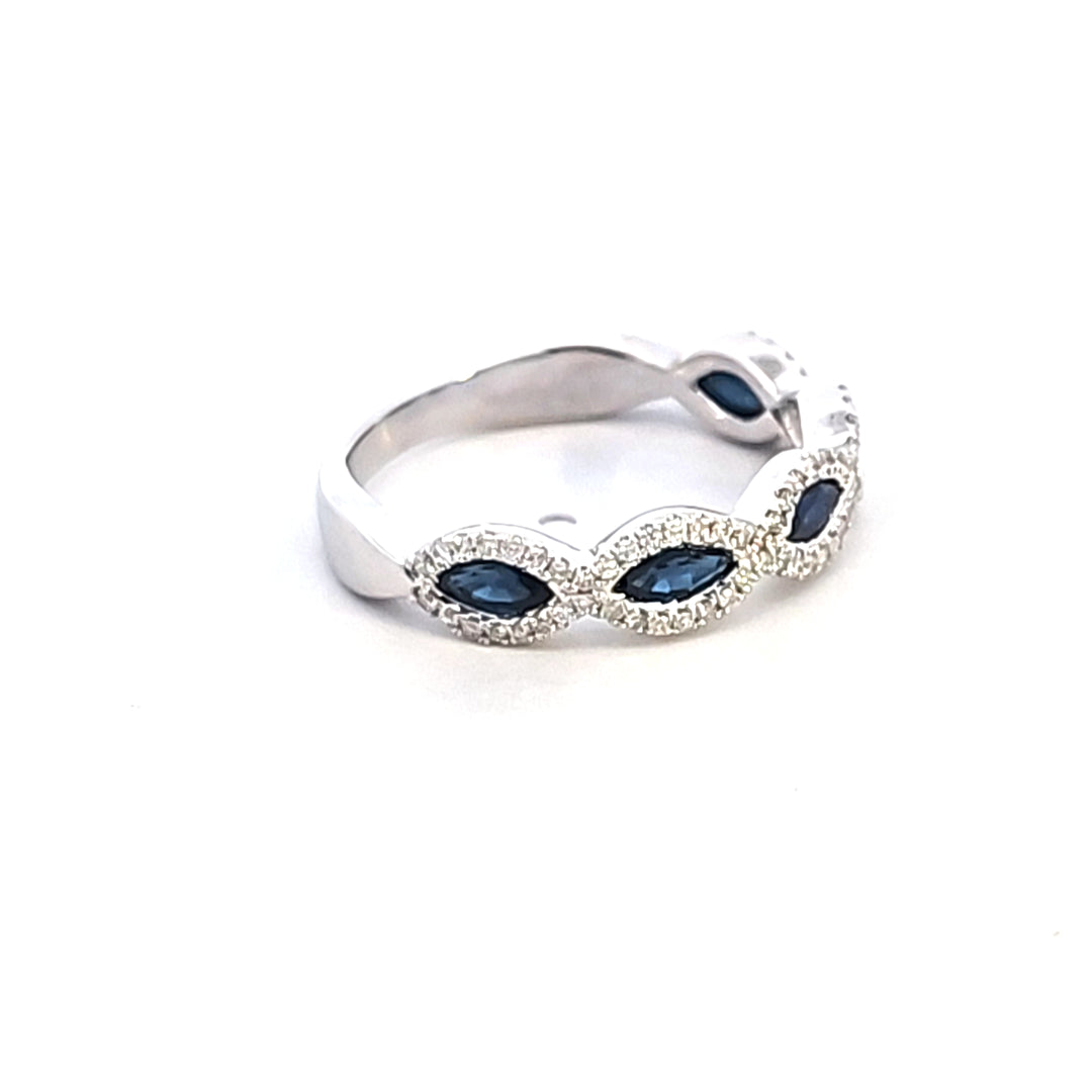 14KW Marquise Sapphire and Diamond Fashion Ring