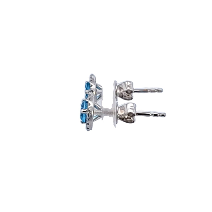 14KW Blue Topaz and Diamond Earrings