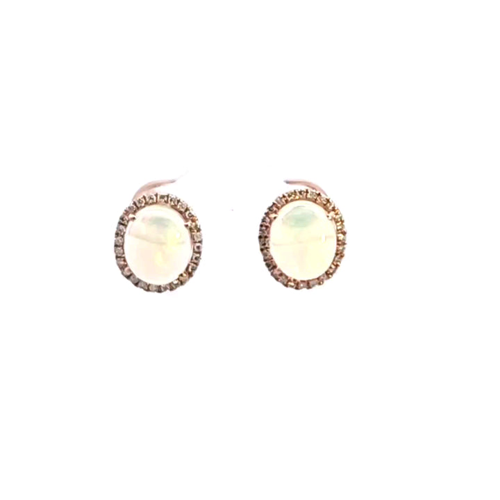 14KR Opal and Diamond Earrings