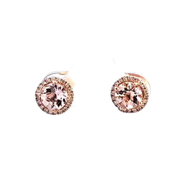 14KR Pink Morganite and Diamond Earrings