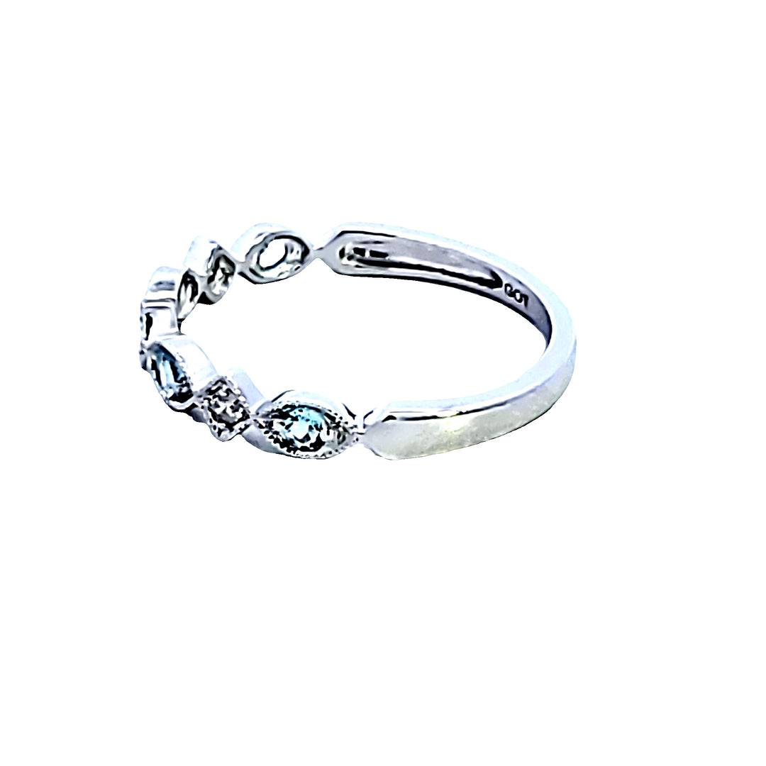 10KW Aquamarine and Diamond Birthstone Fashion Ring