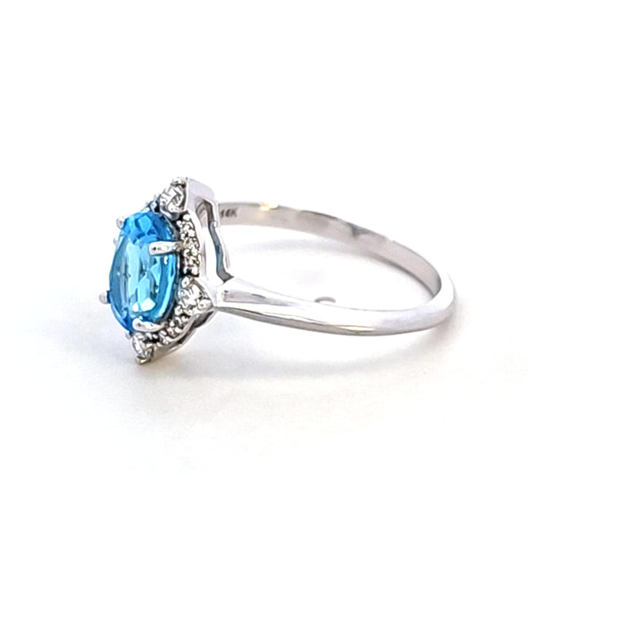 14KW Blue Topaz and Diamond Estate Ring