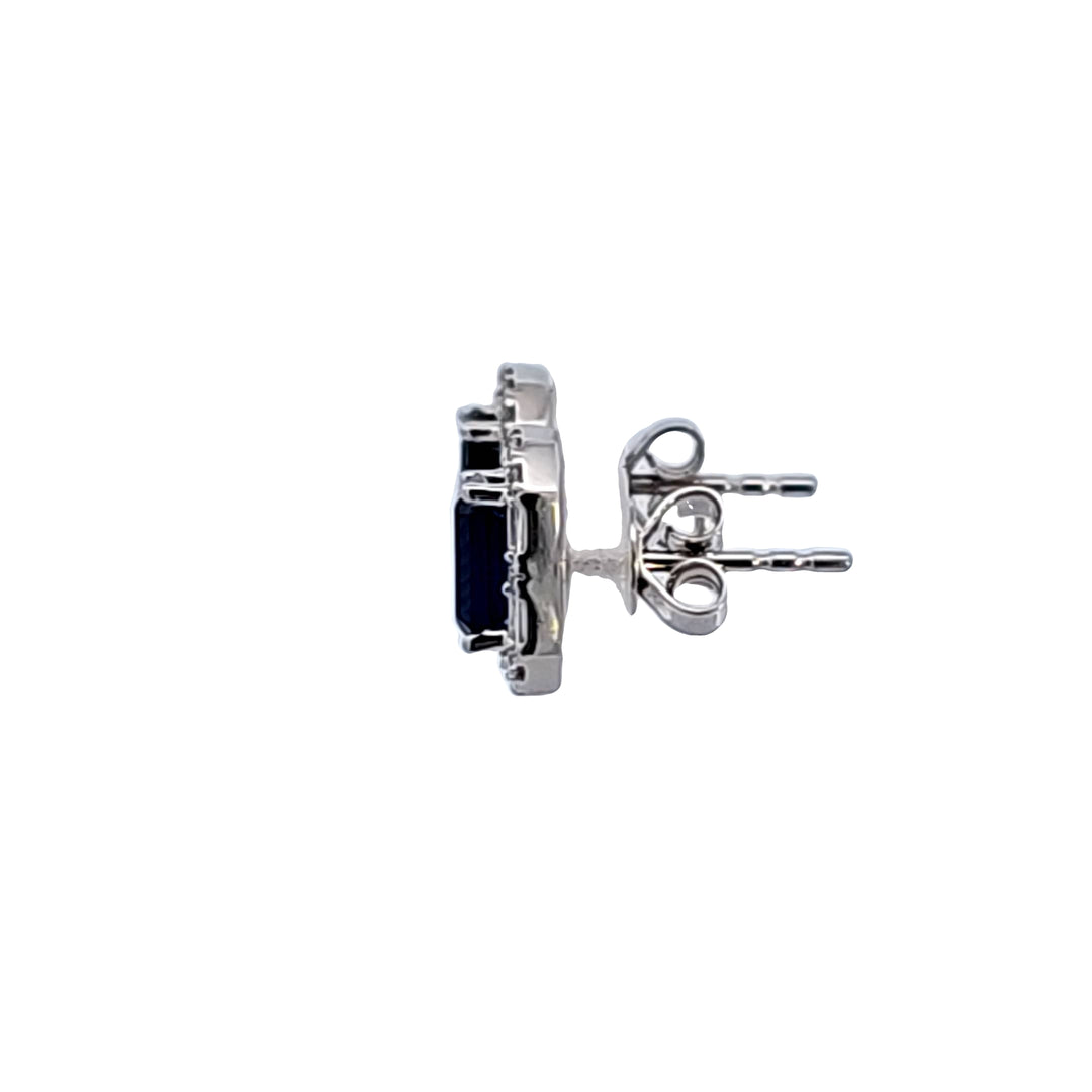 14KW Blue Sapphire and Diamond Earrings