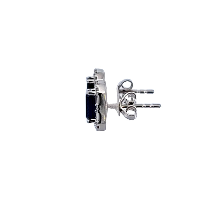 14KW Blue Sapphire and Diamond Earrings