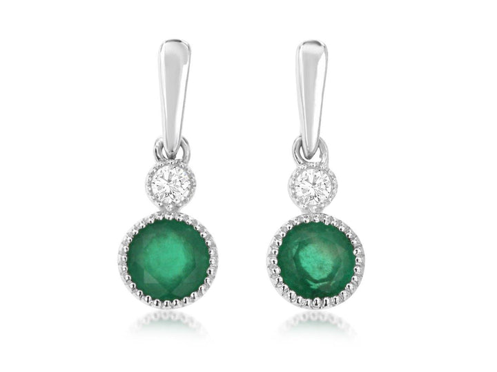14KW Emerald and Diamond Drop Earrings