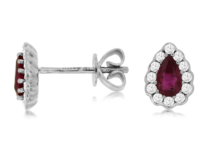 14KW Ruby and Diamond Earrings