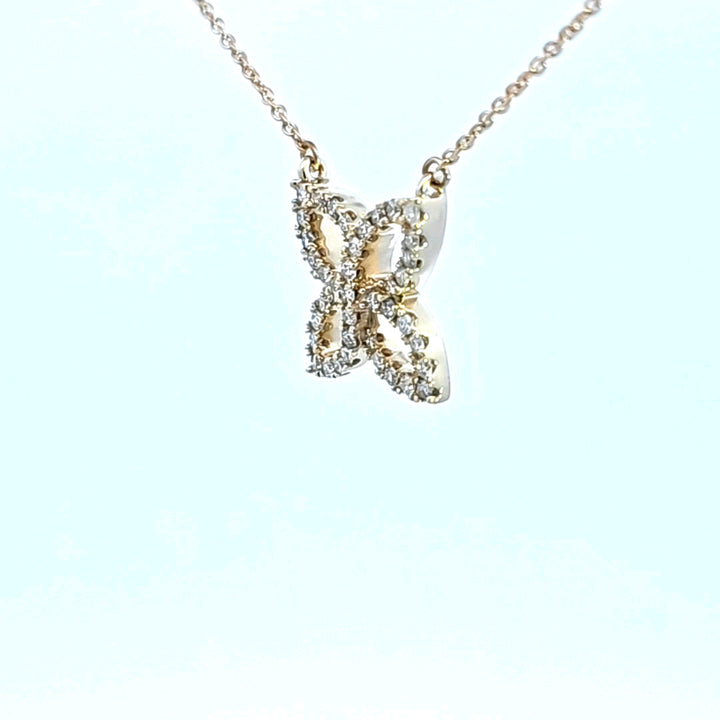 14KY Diamond Butterfly Pendant Necklace