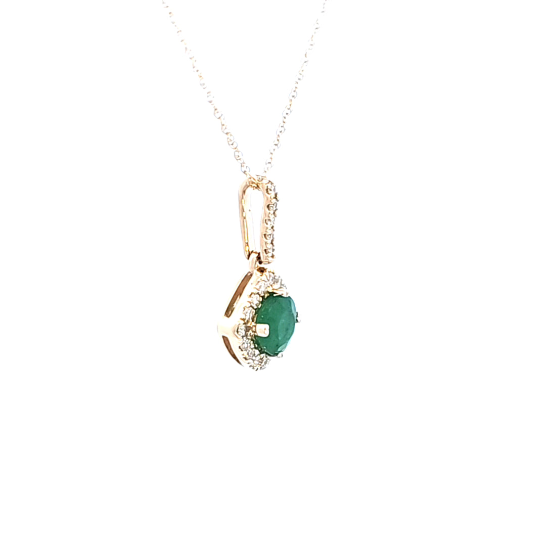 14KY Emerald and Diamond Pendant