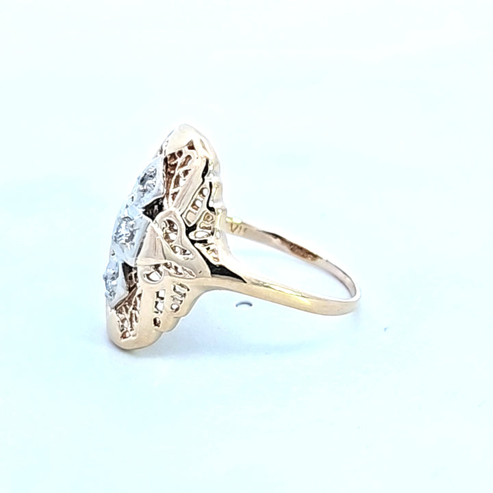 14KTT Diamond Vintage Estate Ring