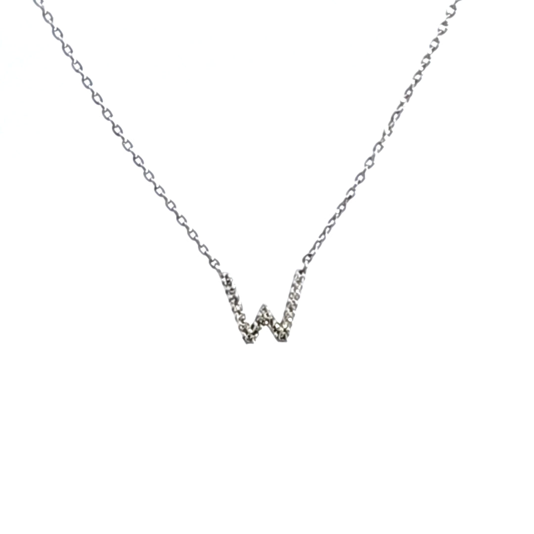 10KW Diamond Initial W Necklace