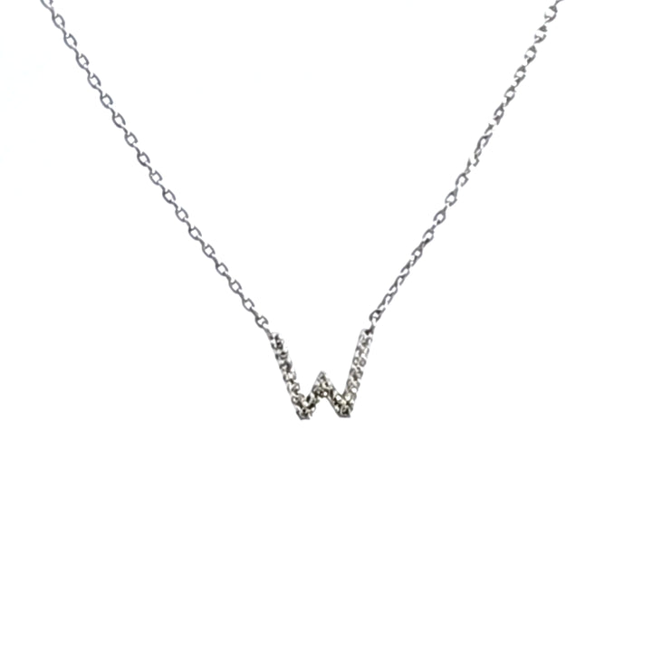 10KW Diamond Initial W Necklace