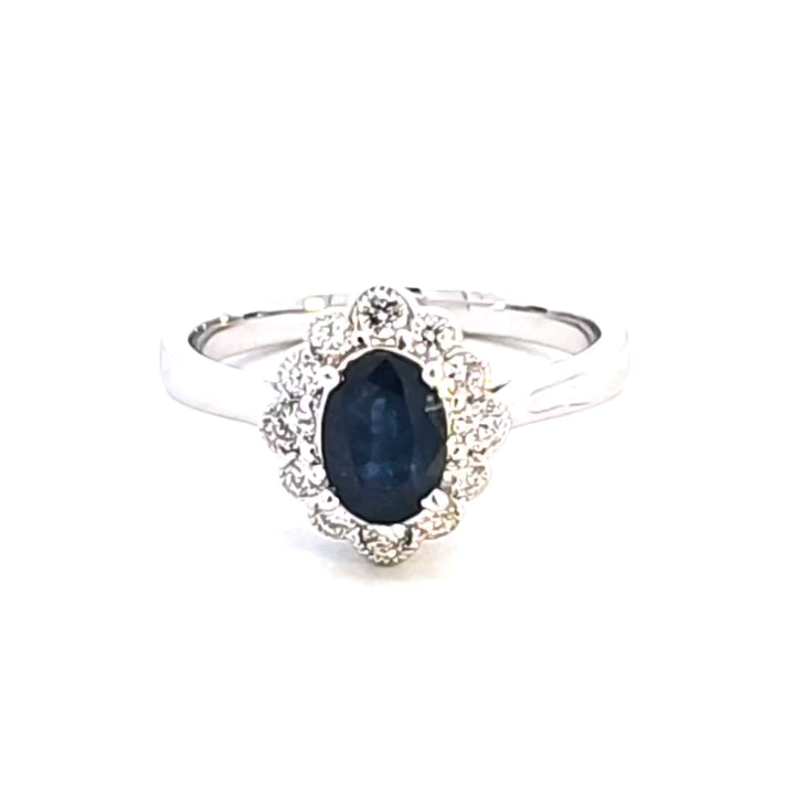 14KW Blue Sapphire and Diamond Ring