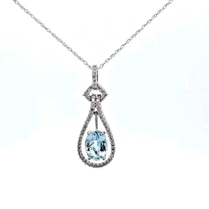 14KW Aquamarine and Diamond Pendant