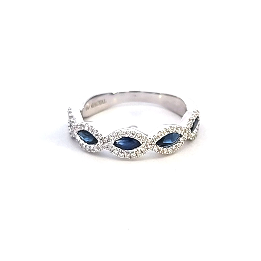 14KW Marquise Sapphire and Diamond Fashion Ring