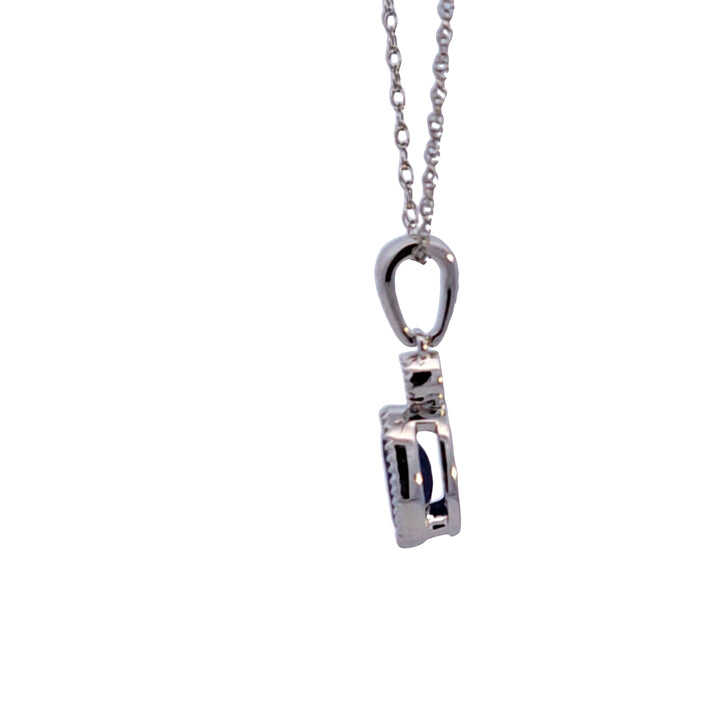 14KW Oval Sapphire and Diamond Pendant