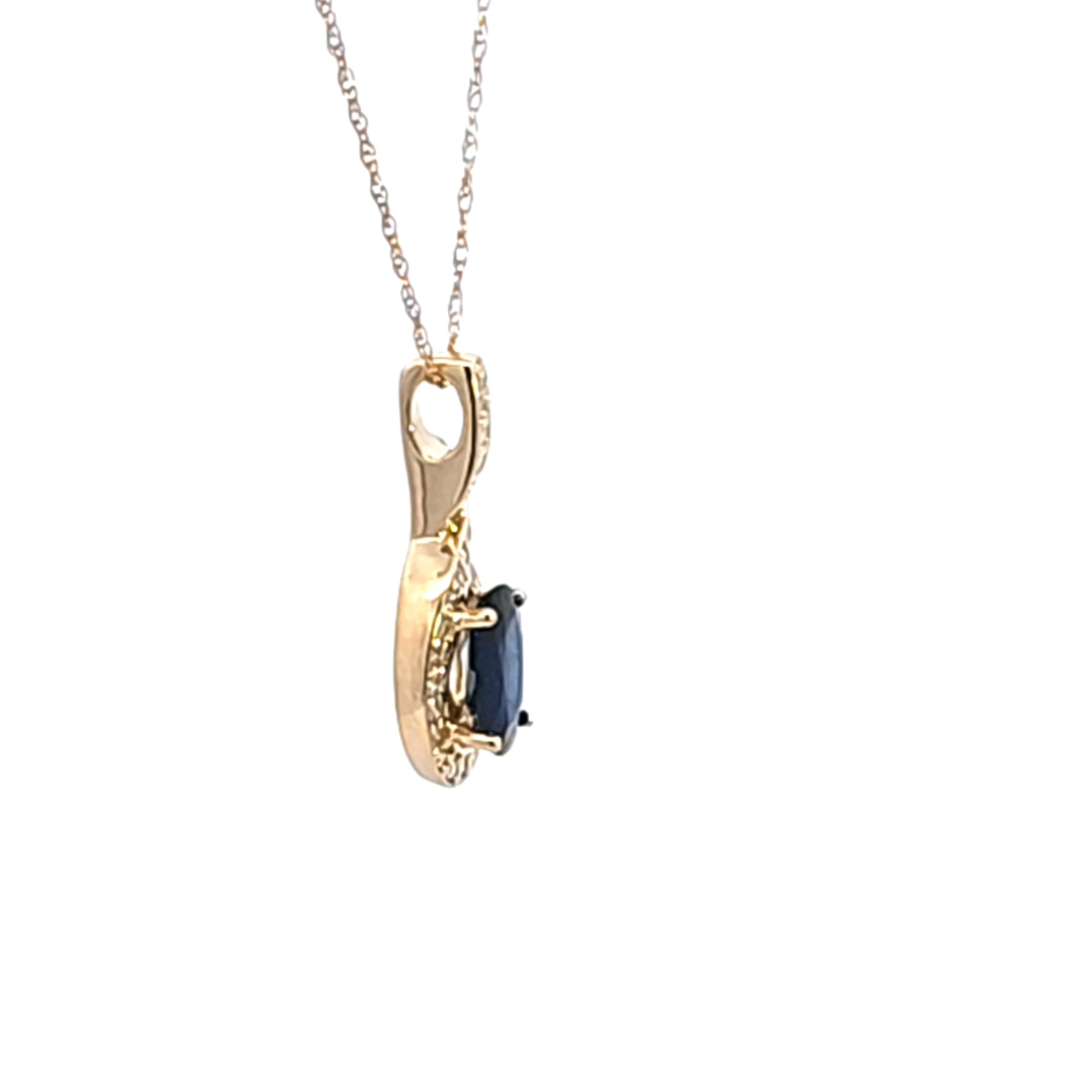 14KY Sapphire and Diamond Pendant