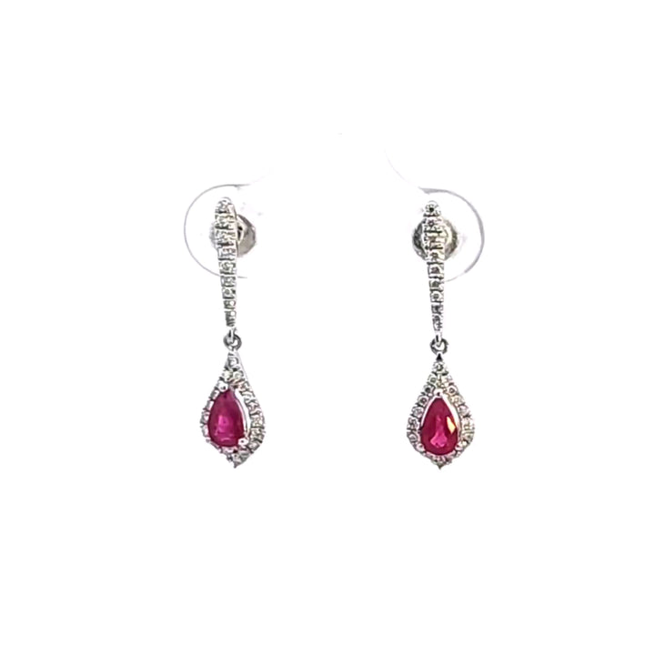 14KW Ruby and Diamond Drop Earrings