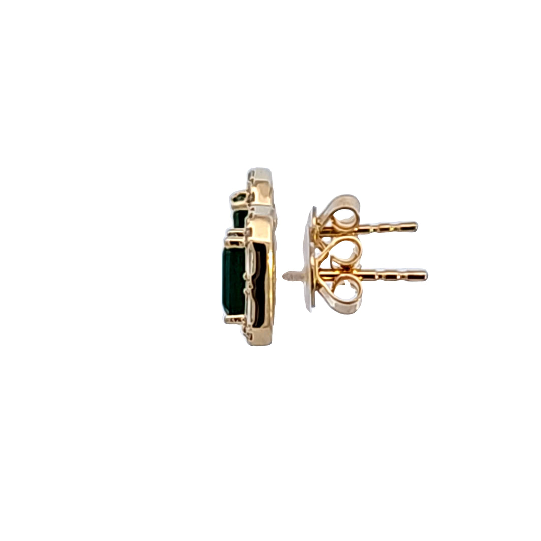 14KY Emerald and Diamond Earrings