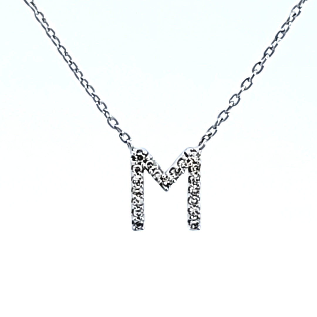 10KW Diamond Initial M Necklace