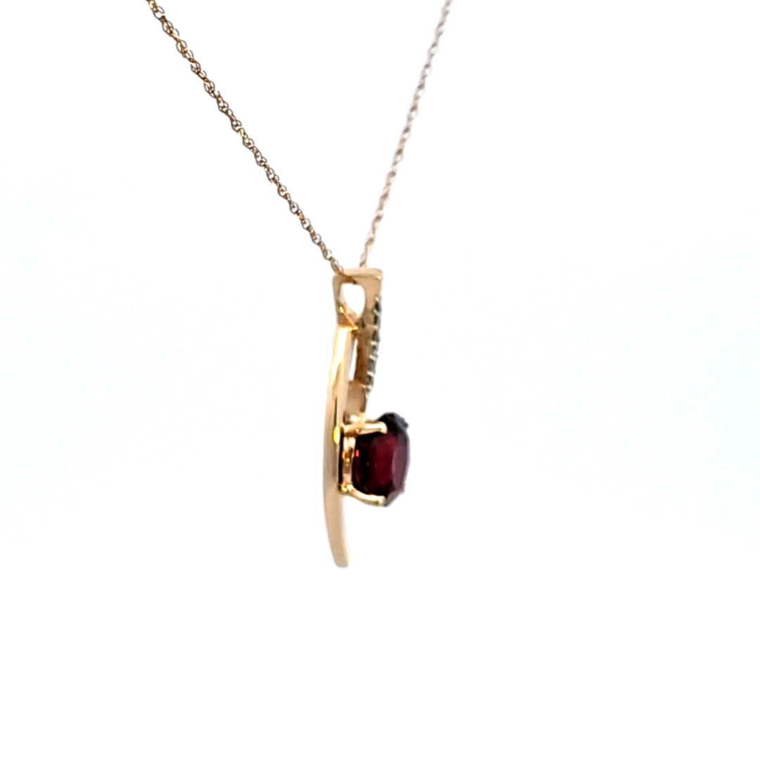 14KY Garnet and Diamond Pendant