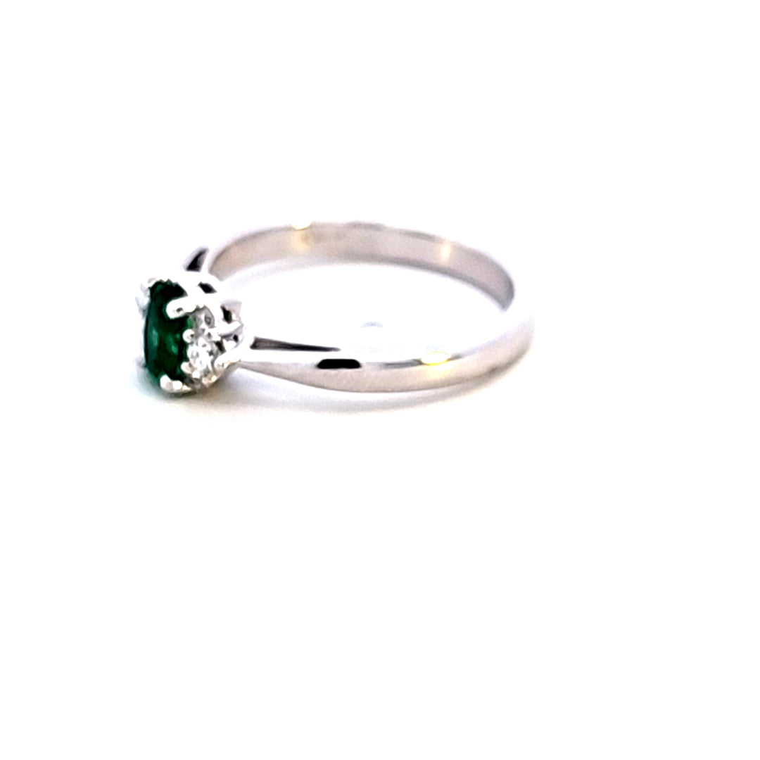 14KW Oval Emerald and Diamond Ring