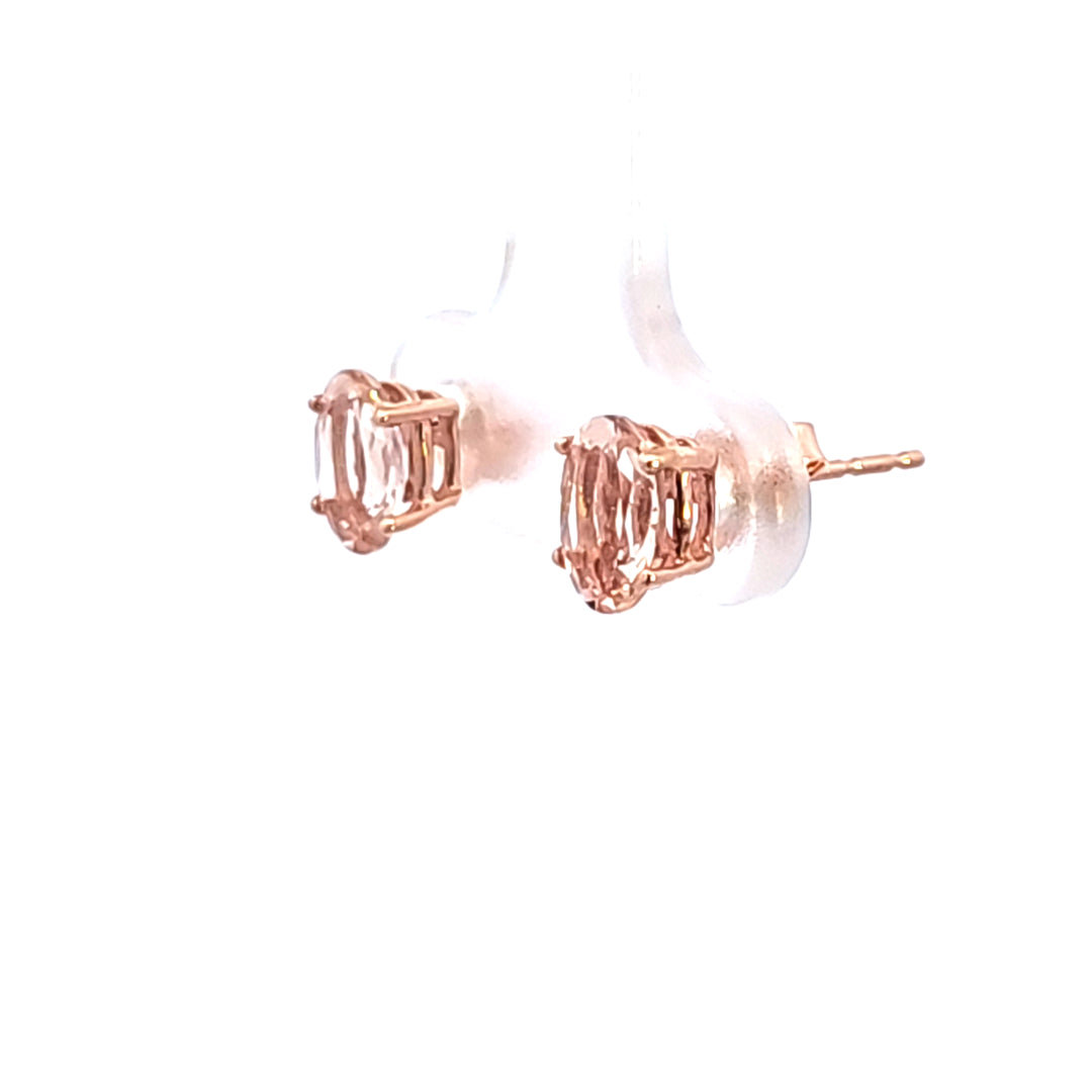 14KR Oval Morganite Stud Earrings