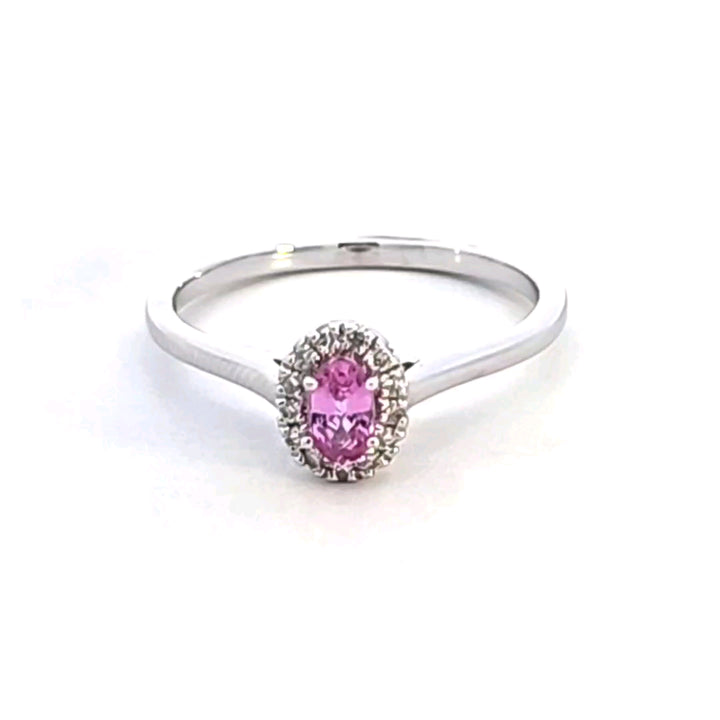 14KW Oval Pink Sapphire and Diamond Ring