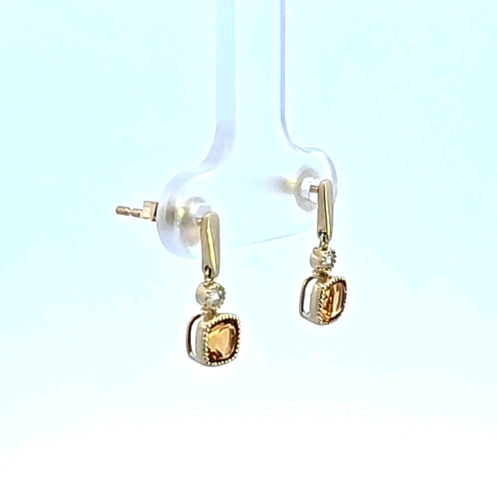 14KY Citrine and Diamond Earrings