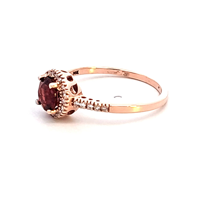 14KR Garnet and Diamond Estate Ring