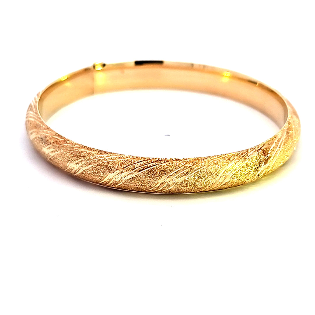 14KY Textured Bangle Estate Bracelet