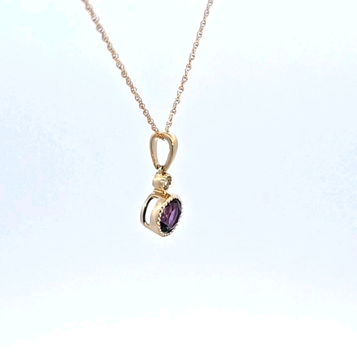 14KY Amethyst and Diamond Pendant