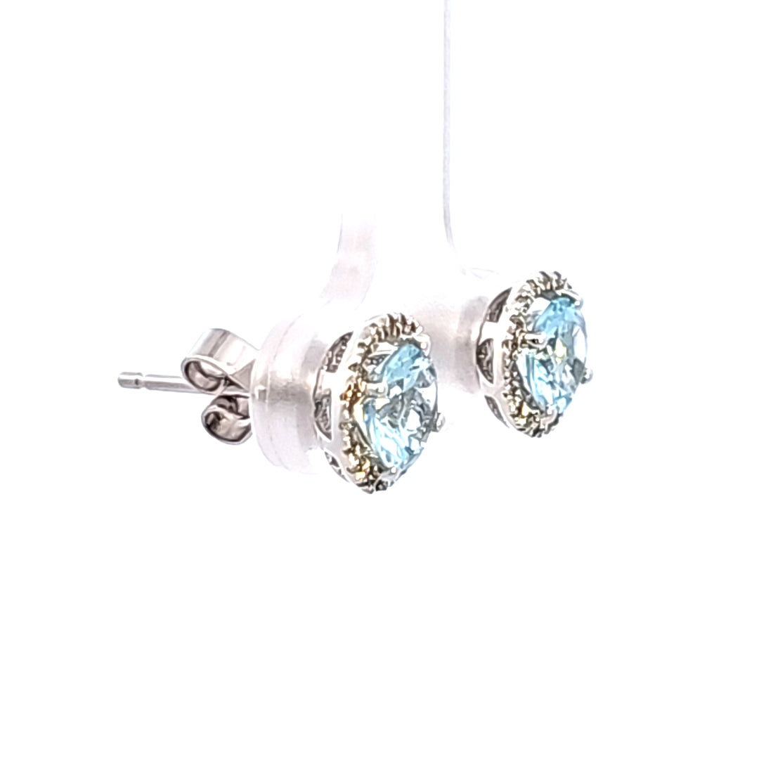 14KW Aquamarine and Diamond Earrings