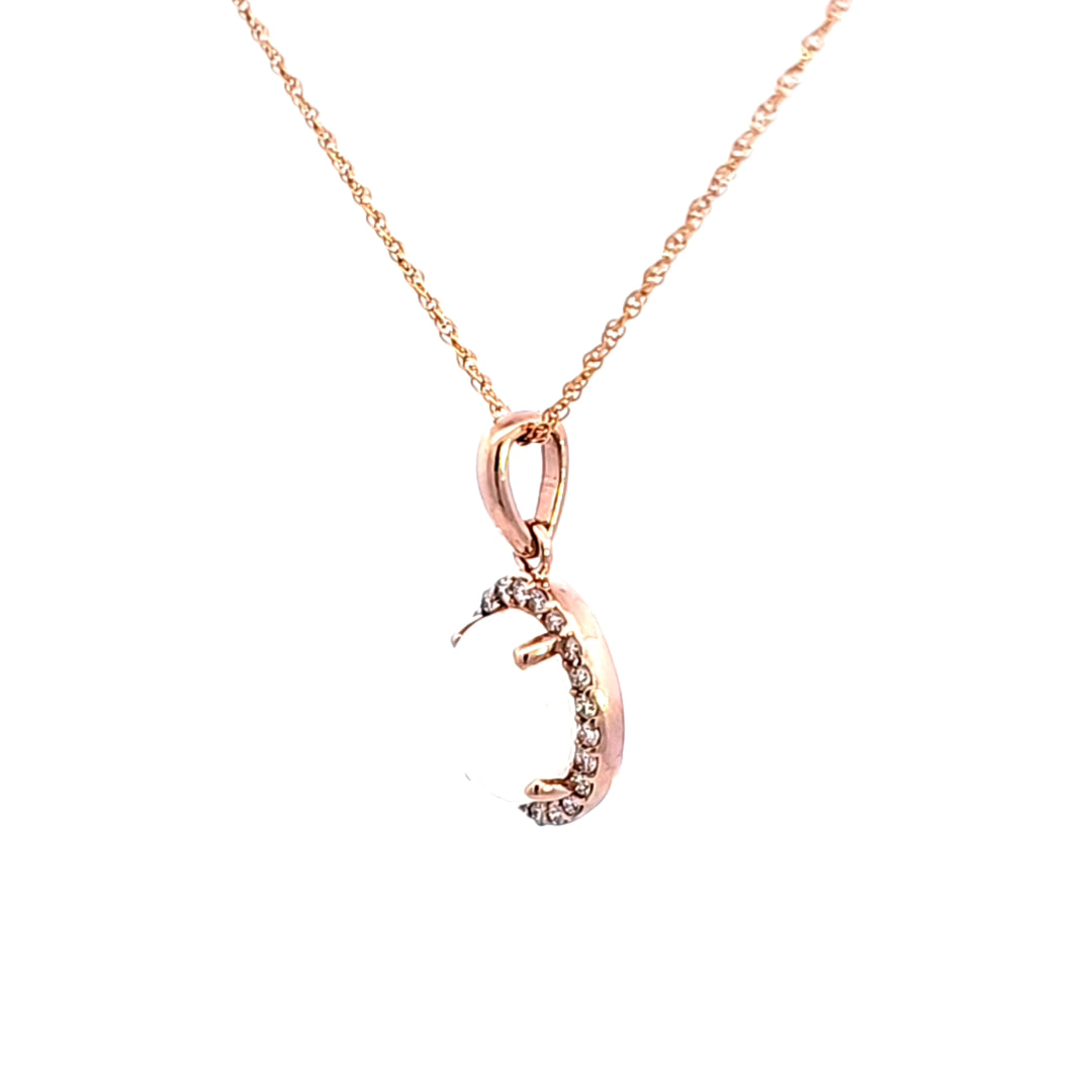 14KR Opal and Diamond Pendant