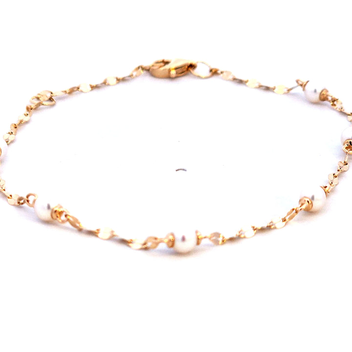 14KY Cultured Pearl Chain Bracelet