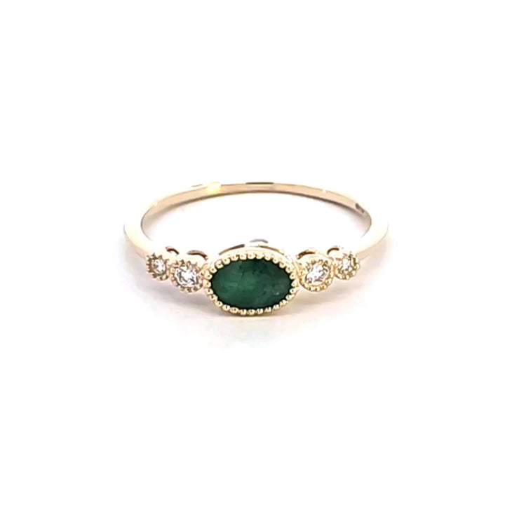 14KY Emerald and Diamond Ring