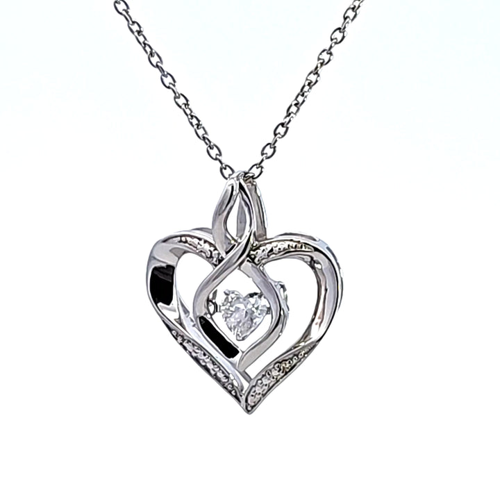 Sterling Silver Created White Topaz and Diamond Pendant
