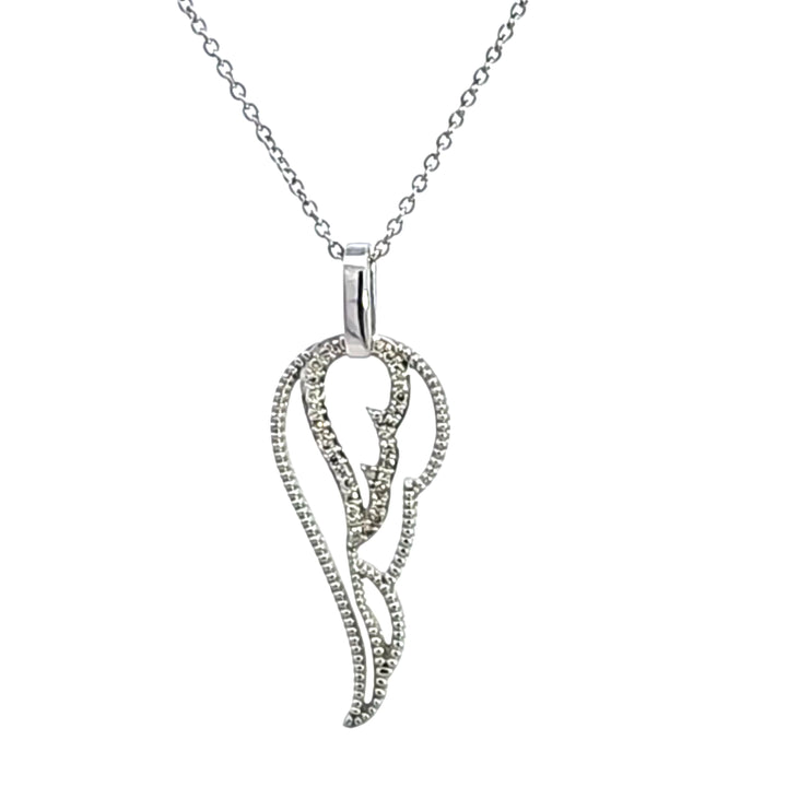 Sterling Silver Diamond Angel Wing Pendant