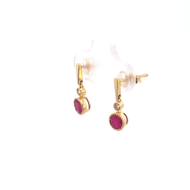 14KY Ruby and Diamond Drop Earrings
