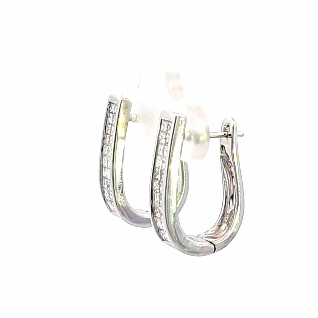 14KW Princess Cut Diamond Hoop Earrings