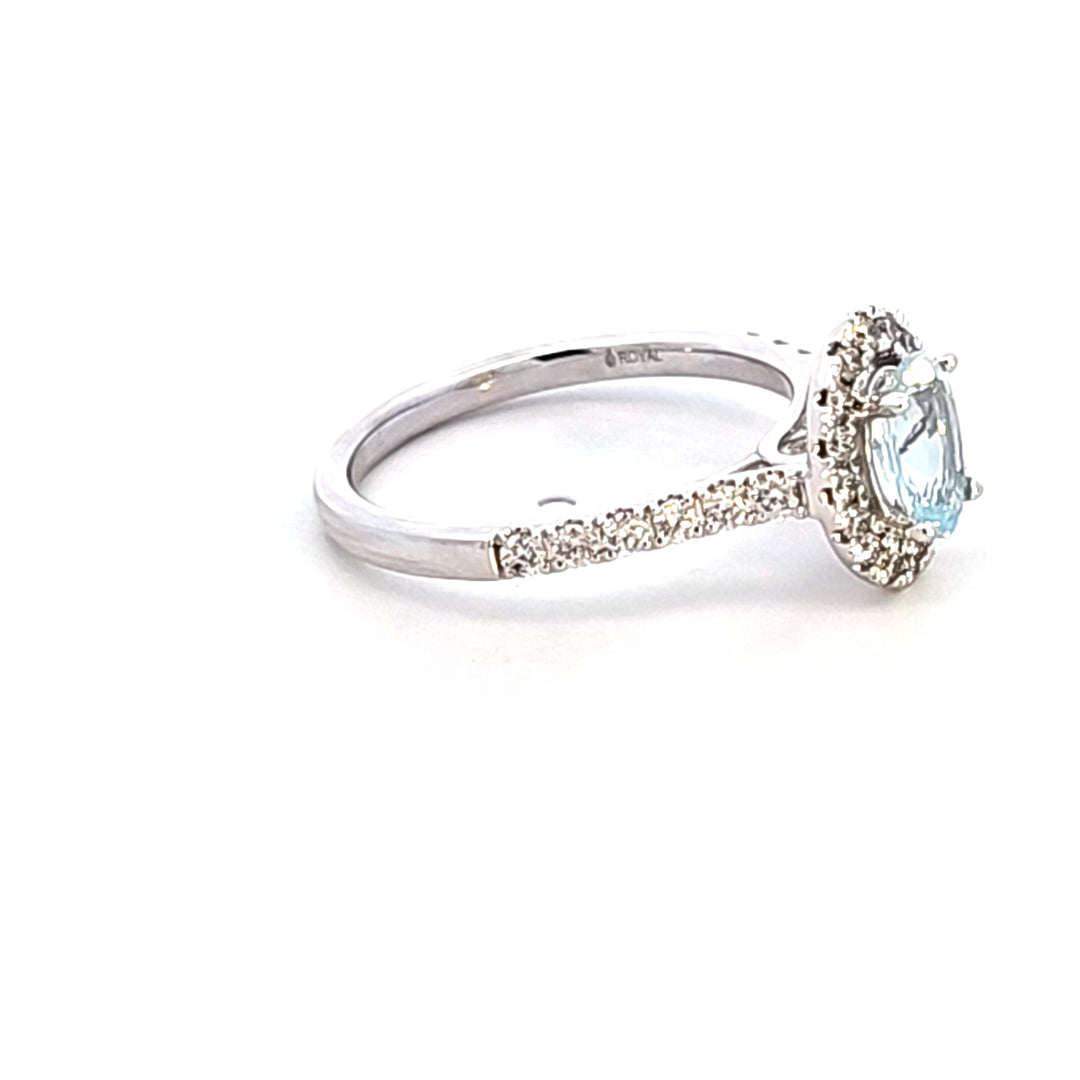 14KW Aquamarine and Diamond Fashion Ring