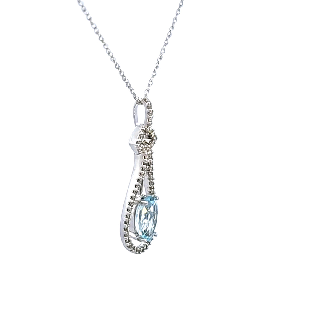14KW Aquamarine and Diamond Pendant