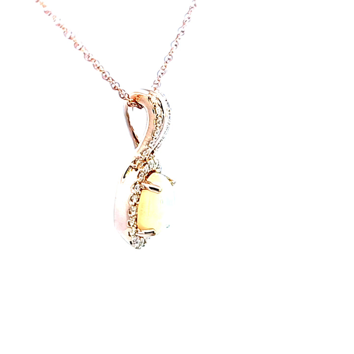 14KR Opal and Diamond Pendant