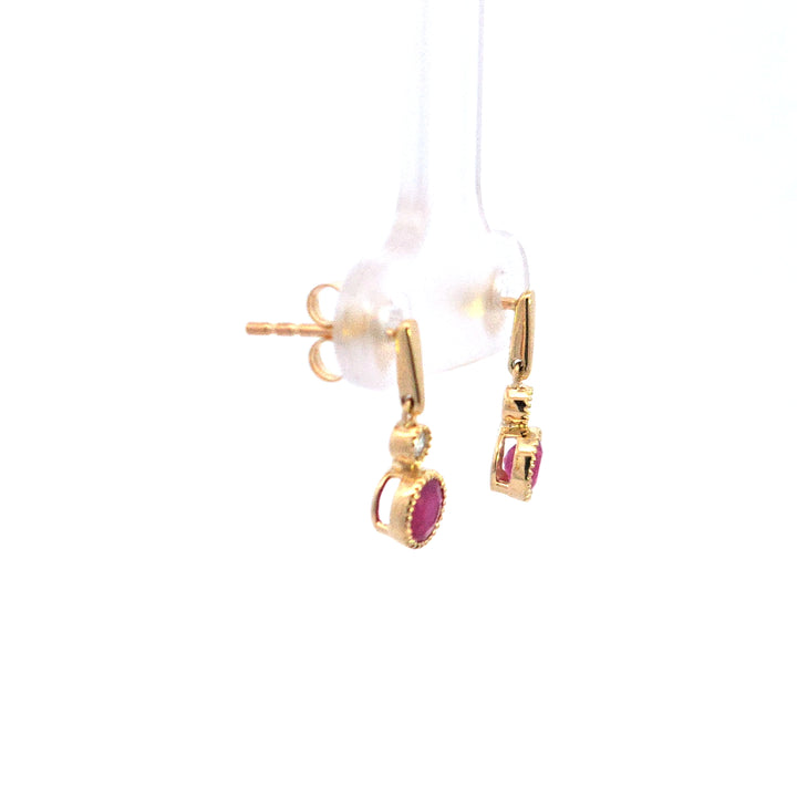 14KY Ruby and Diamond Drop Earrings