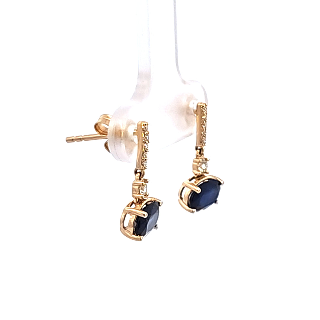 14KY Sapphire and Diamond Drop Earrings