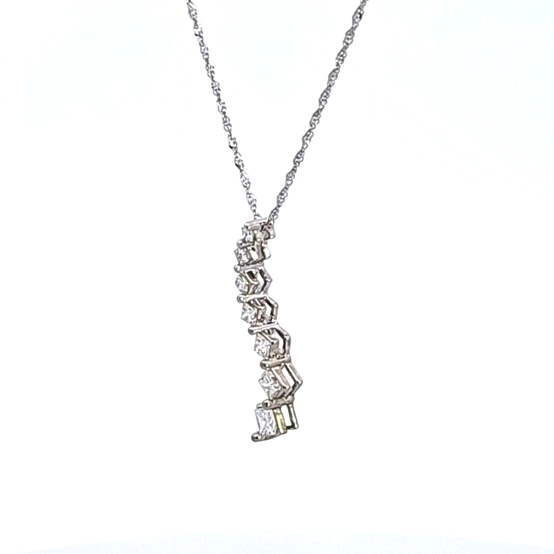 14KW Princess Cut Diamond Journey Pendant