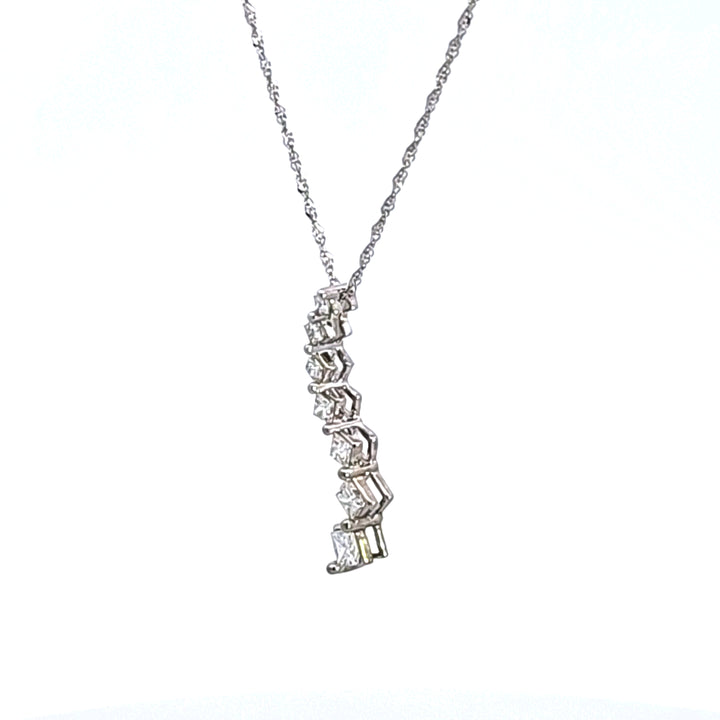 14KW Princess Cut Diamond Journey Pendant