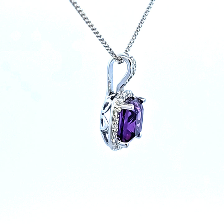 14KW Amethyst and Diamond Pendant