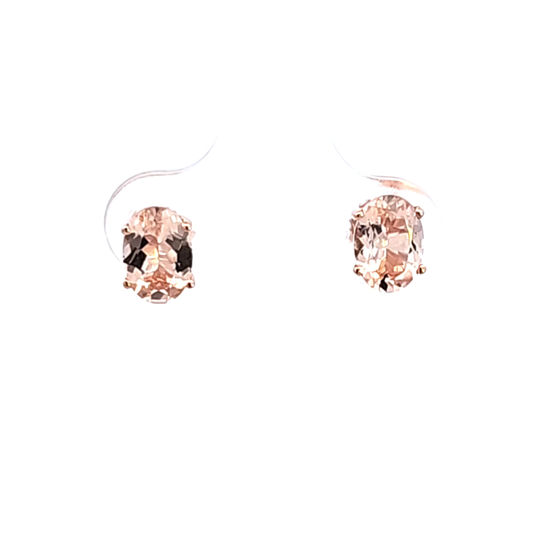 14KR Oval Morganite Stud Earrings